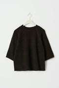 Oversized knitted tee - Brown melange