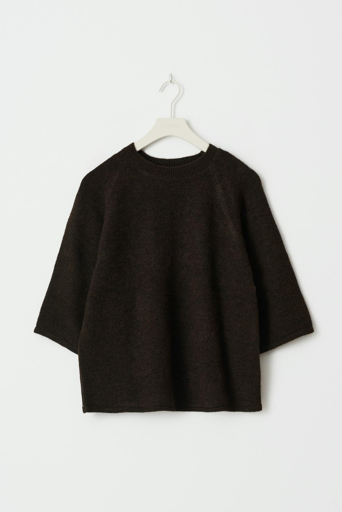 Oversized knitted tee - Brown melange