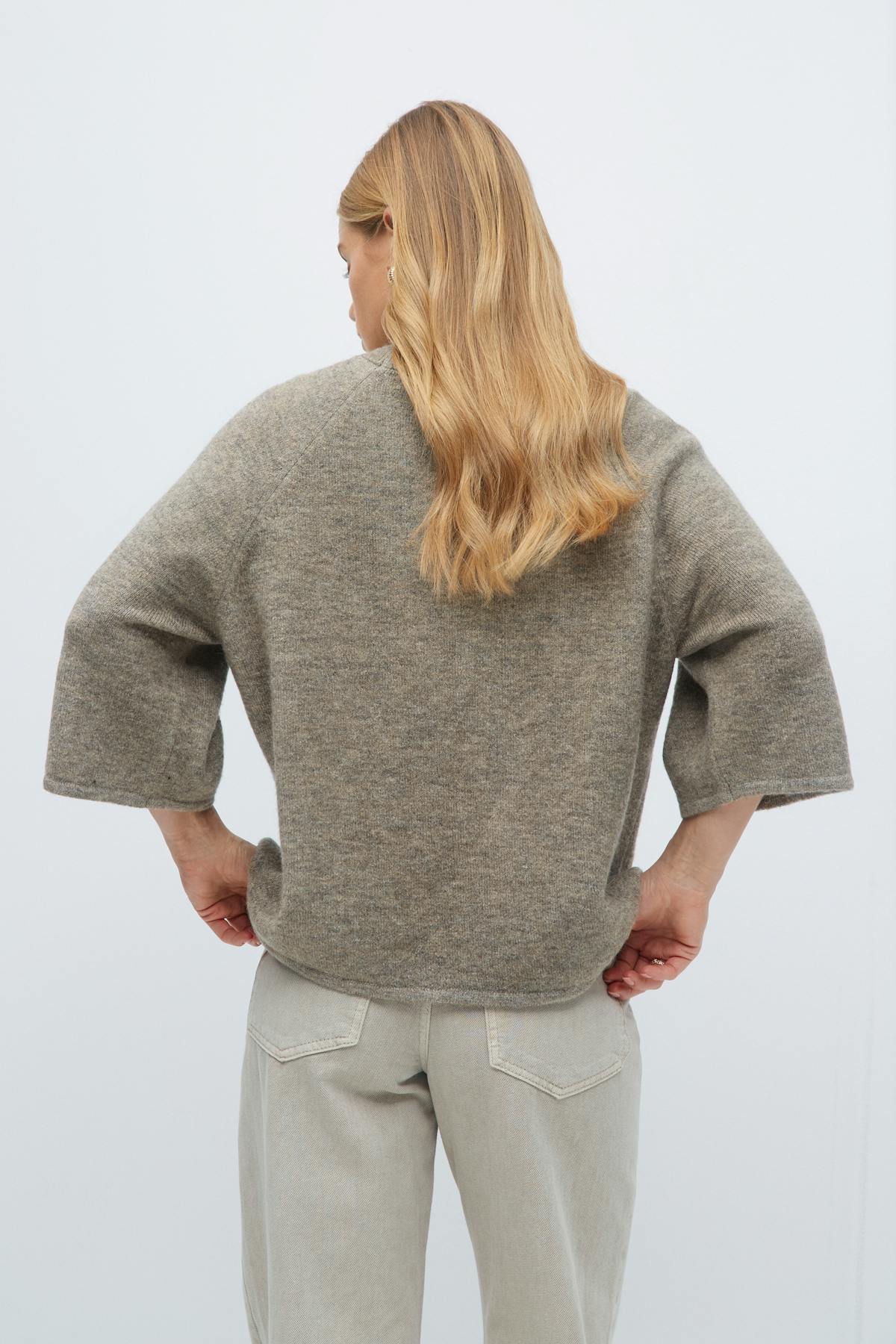 Oversized knitted tee - Soft beige