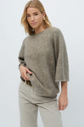 Oversized knitted tee - Soft beige