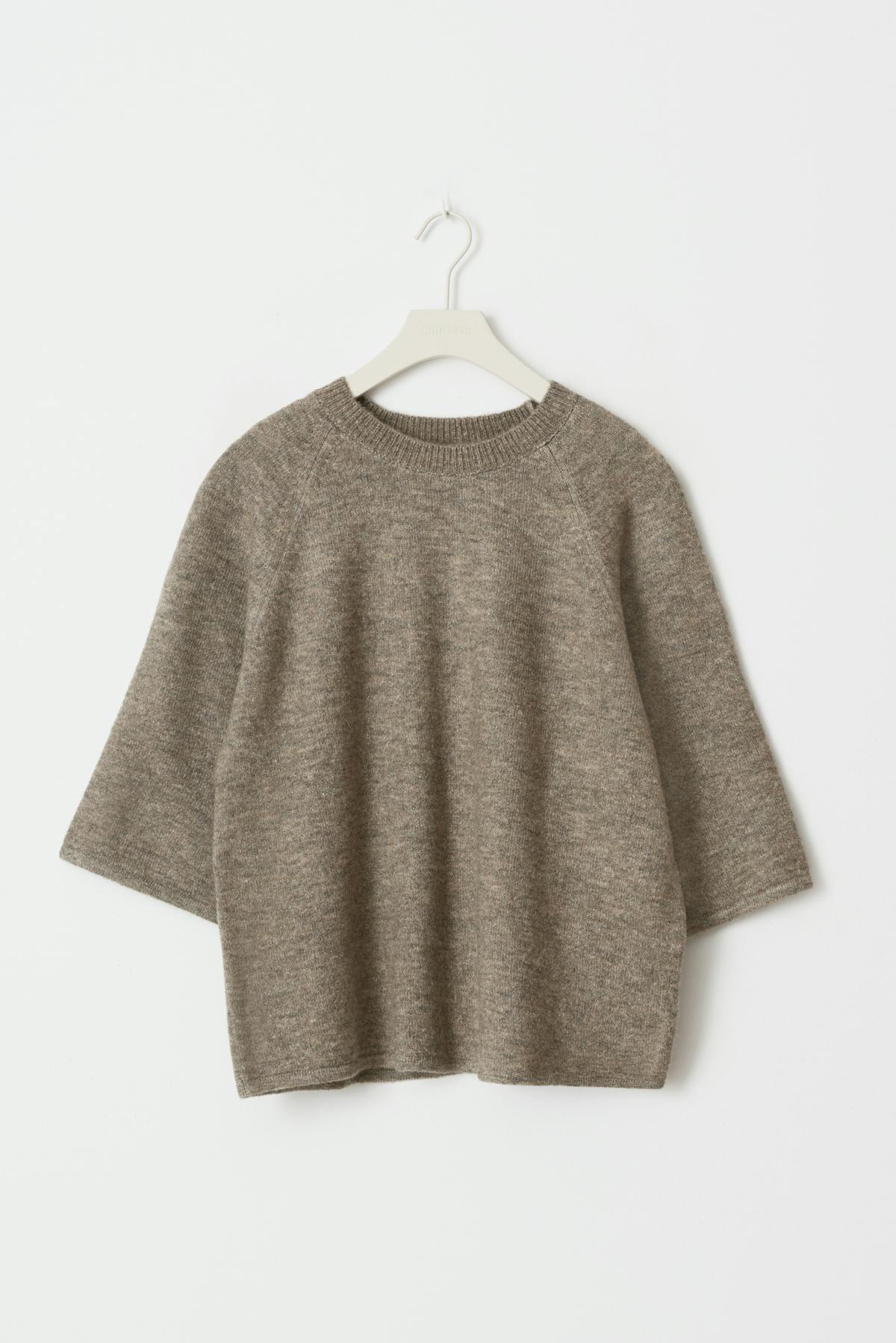 Oversized knitted tee - Brown melange