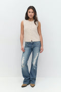 Y knitted vest - Oat melange