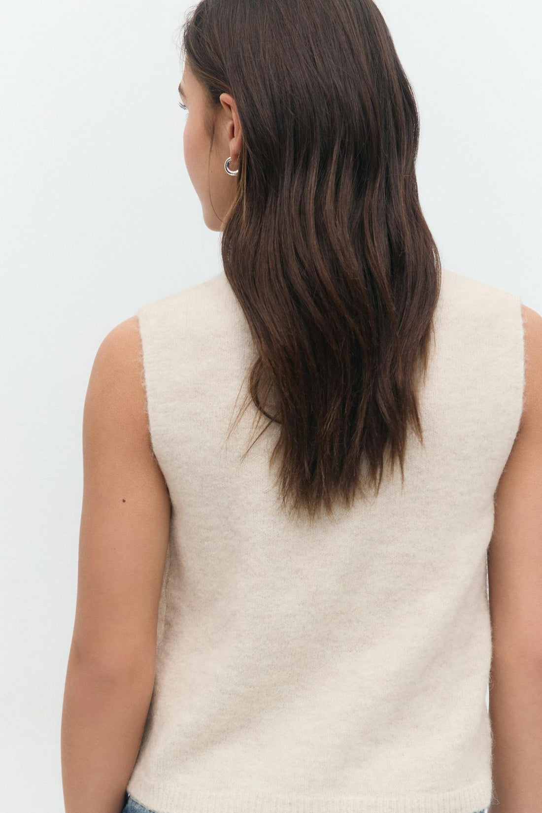 Y knitted vest - Oat melange