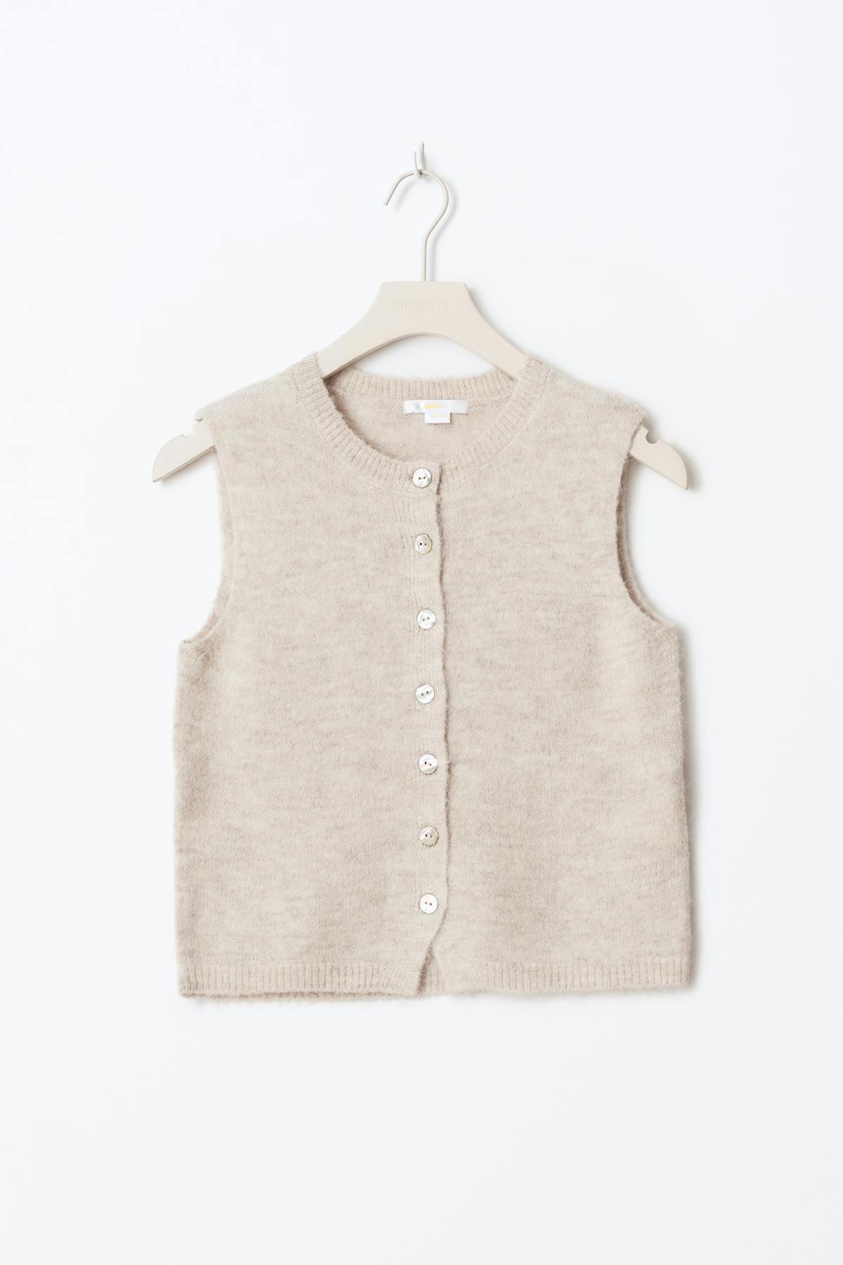 Y knitted vest - Oat melange