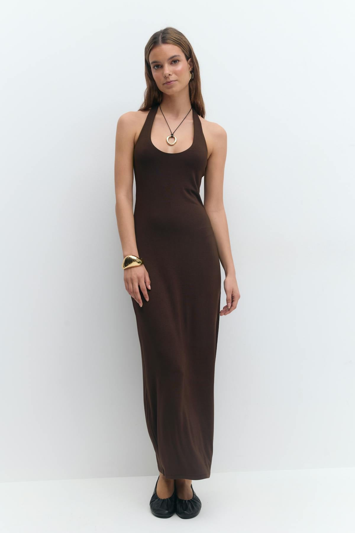 Halterneck midaxi dress - Noir