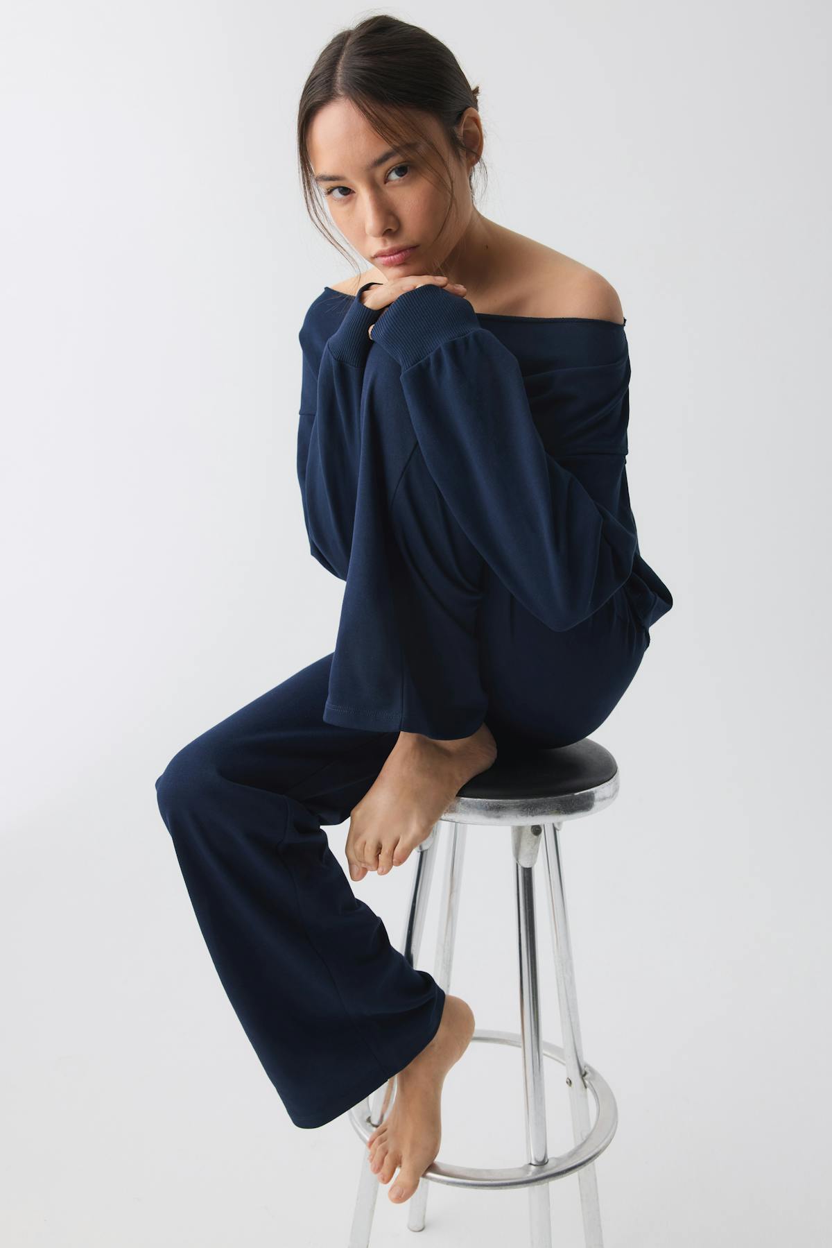 One shoulder sweater - Lt grey melange