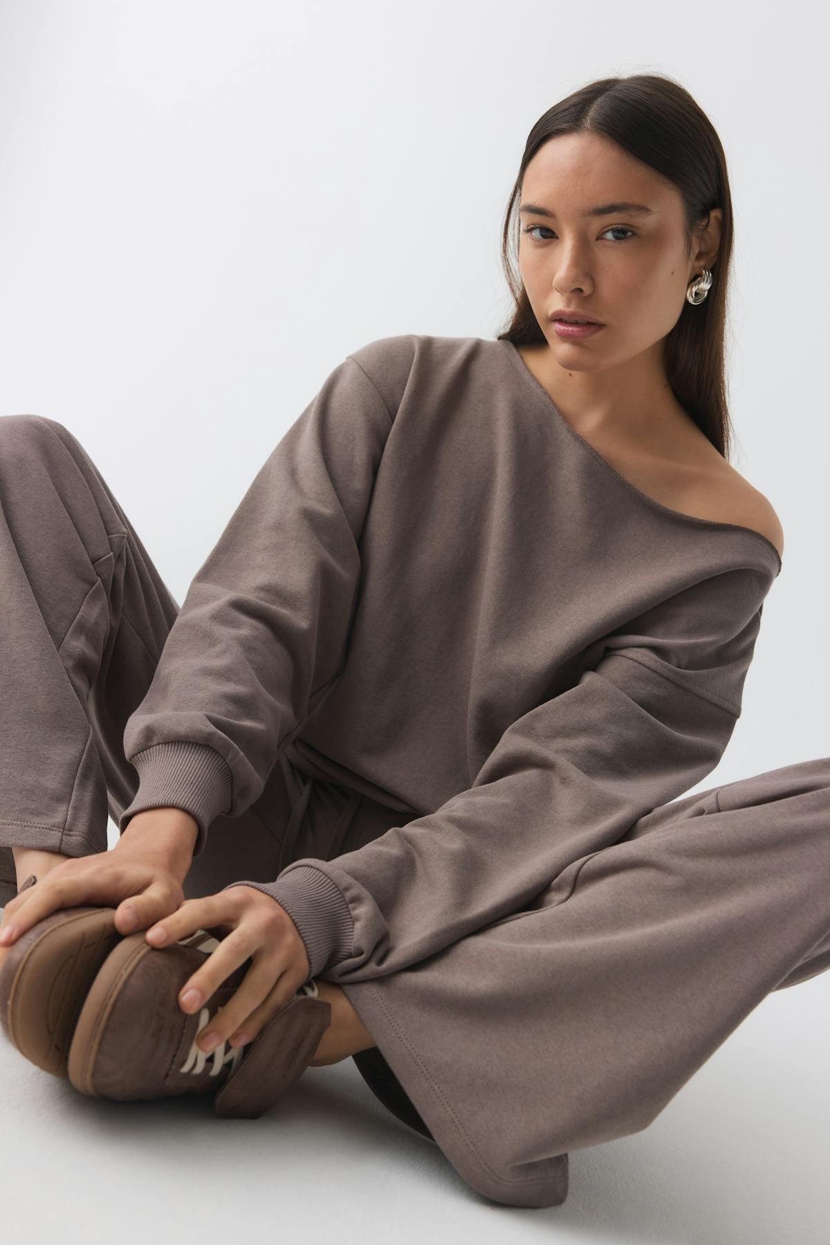 One shoulder sweater - Lt grey melange