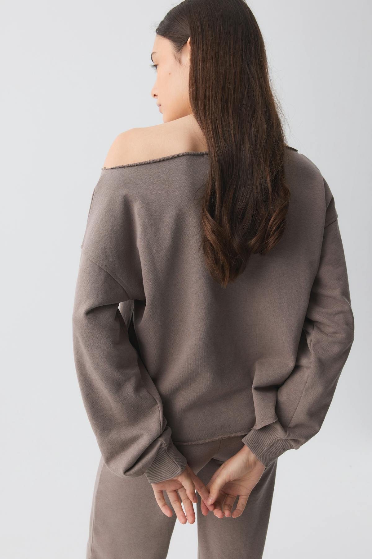 One shoulder sweater - Lt grey melange