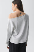 One shoulder sweater - Lt grey melange