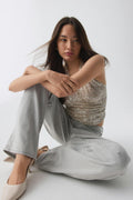 Draped sequins top - Argent