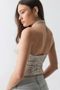 Draped sequins top - Argent