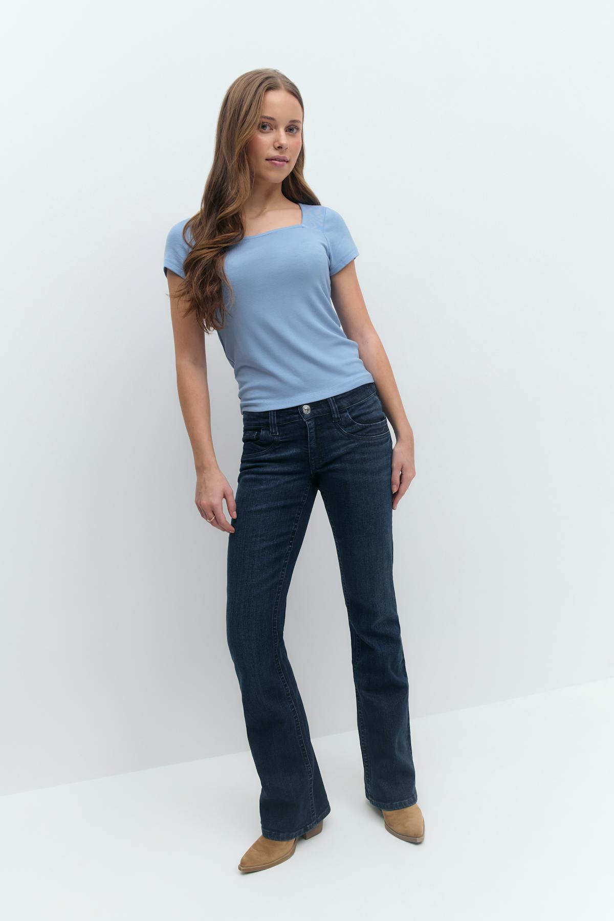 Scandi tall low bootcut jeans - Gris clair