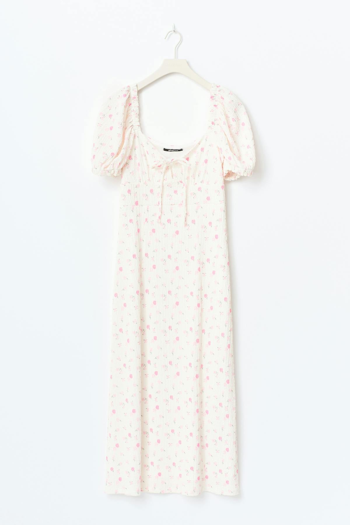 Puff sleeve midi dress - Butter flower