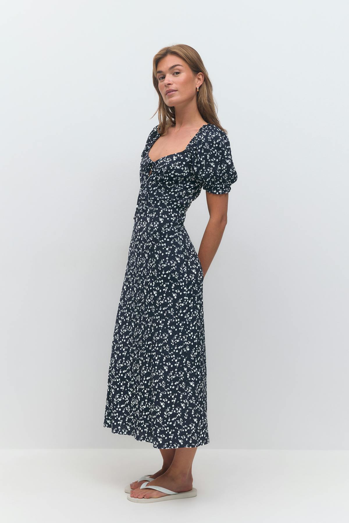 Puff sleeve midi dress - Butter flower