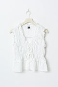 Frill tie front top - Pink paisley