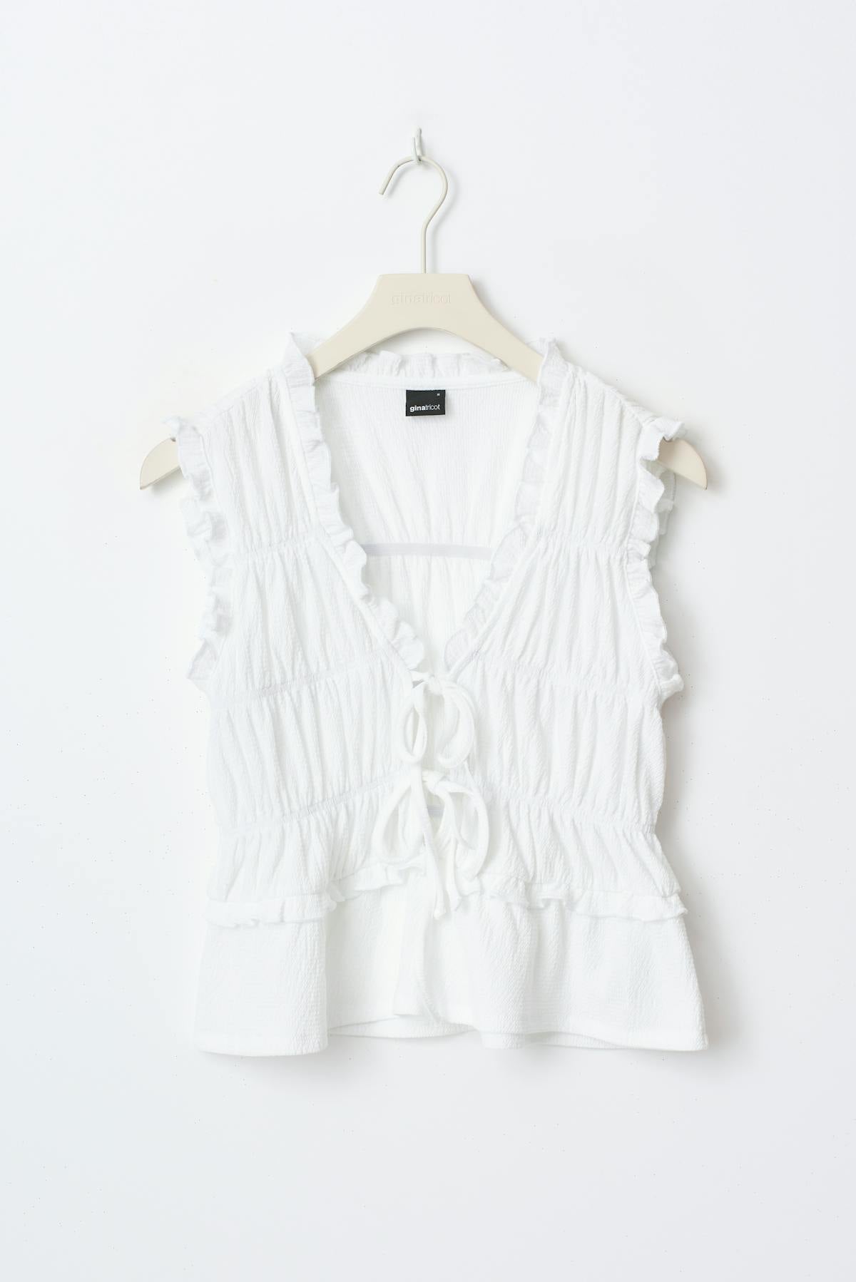 Frill tie front top - Pink paisley