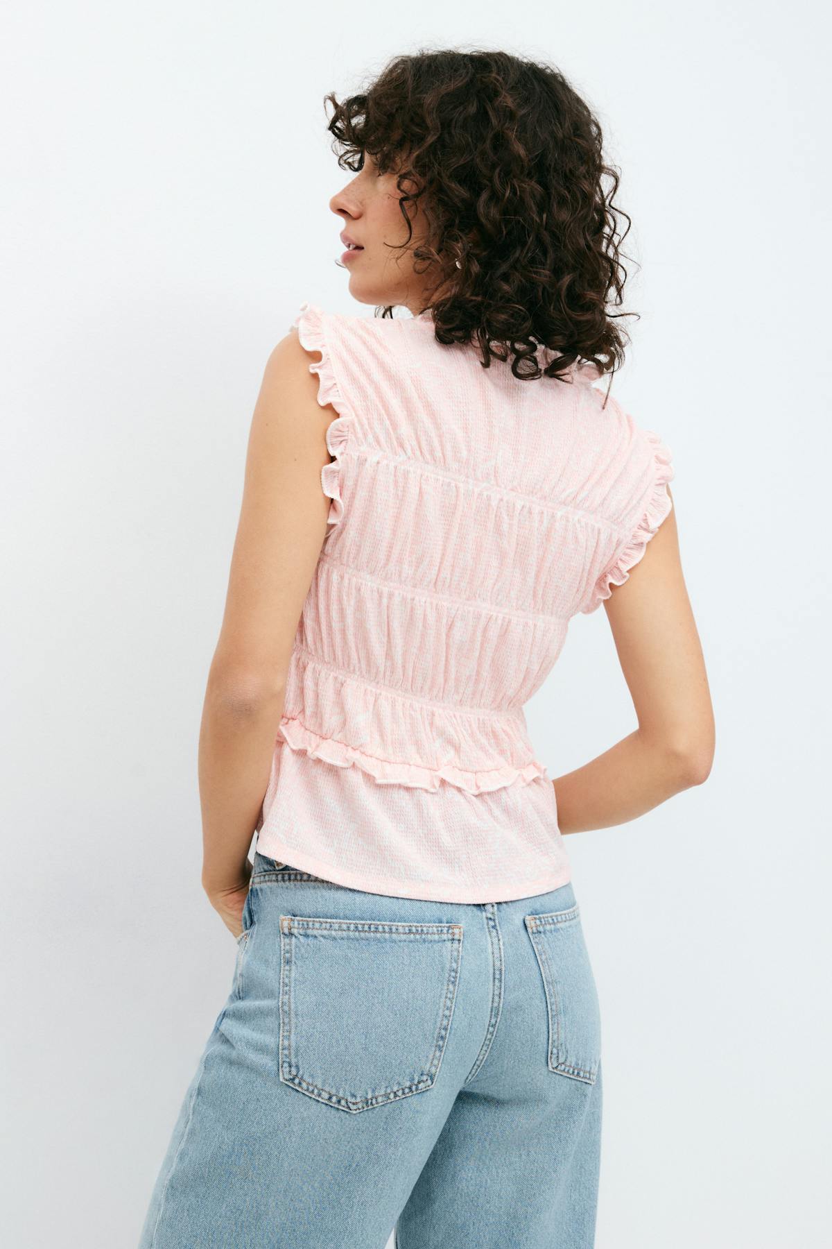 Frill tie front top - Noir