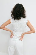 Frill tie front top - Blanc cassé