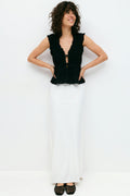 Frill tie front top - Noir