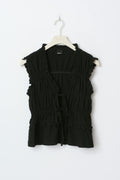 Frill tie front top - Noir