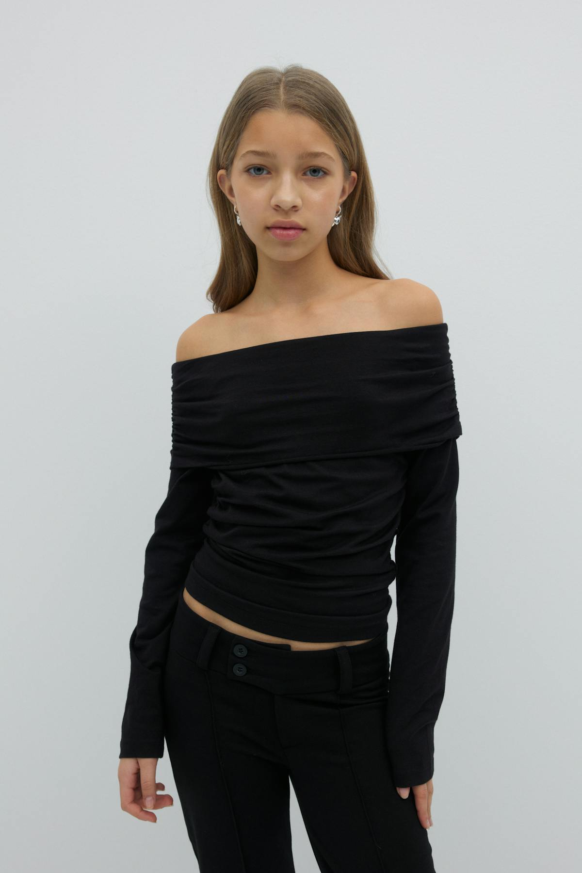 Y off shoulder top - Navy blazer