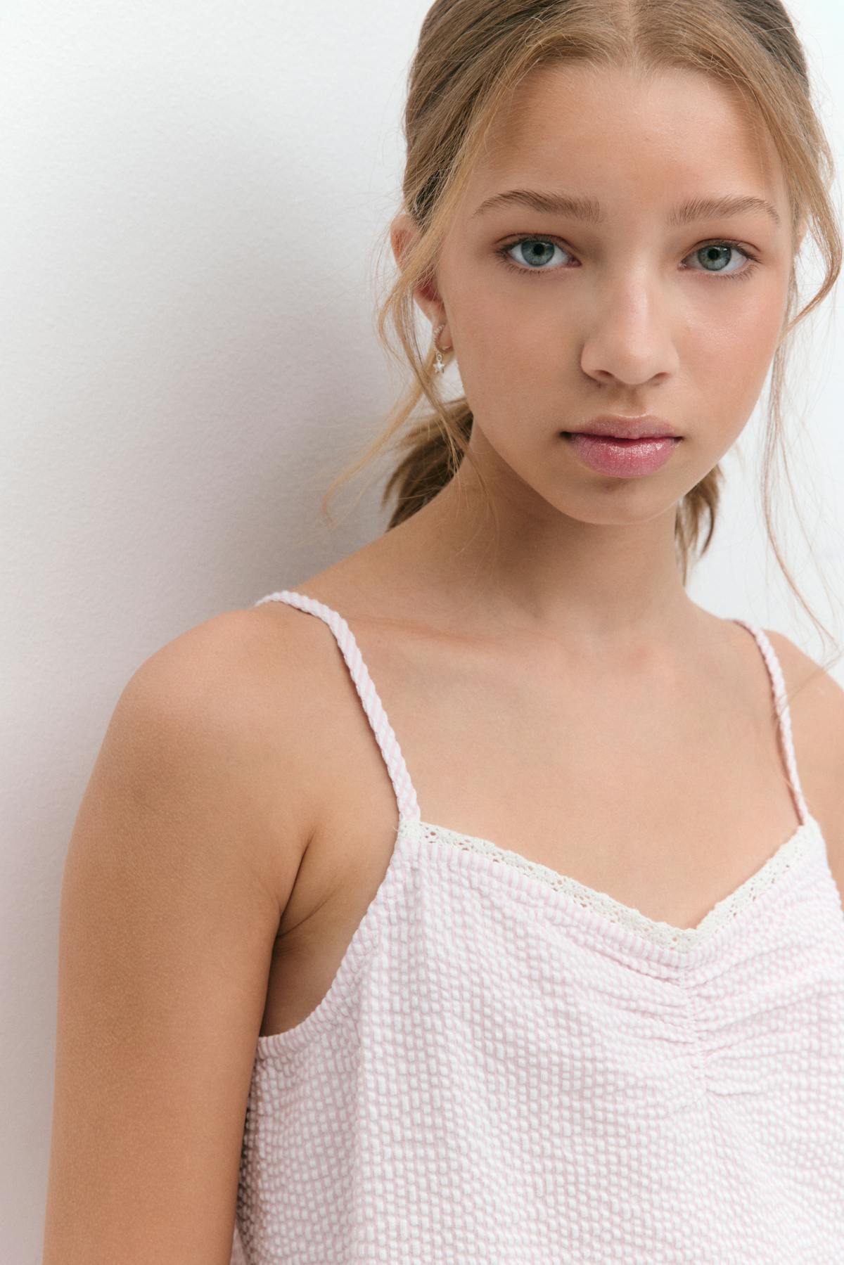 Y cotton singlet - Pink/white