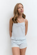 Y cotton singlet - Blue/white str
