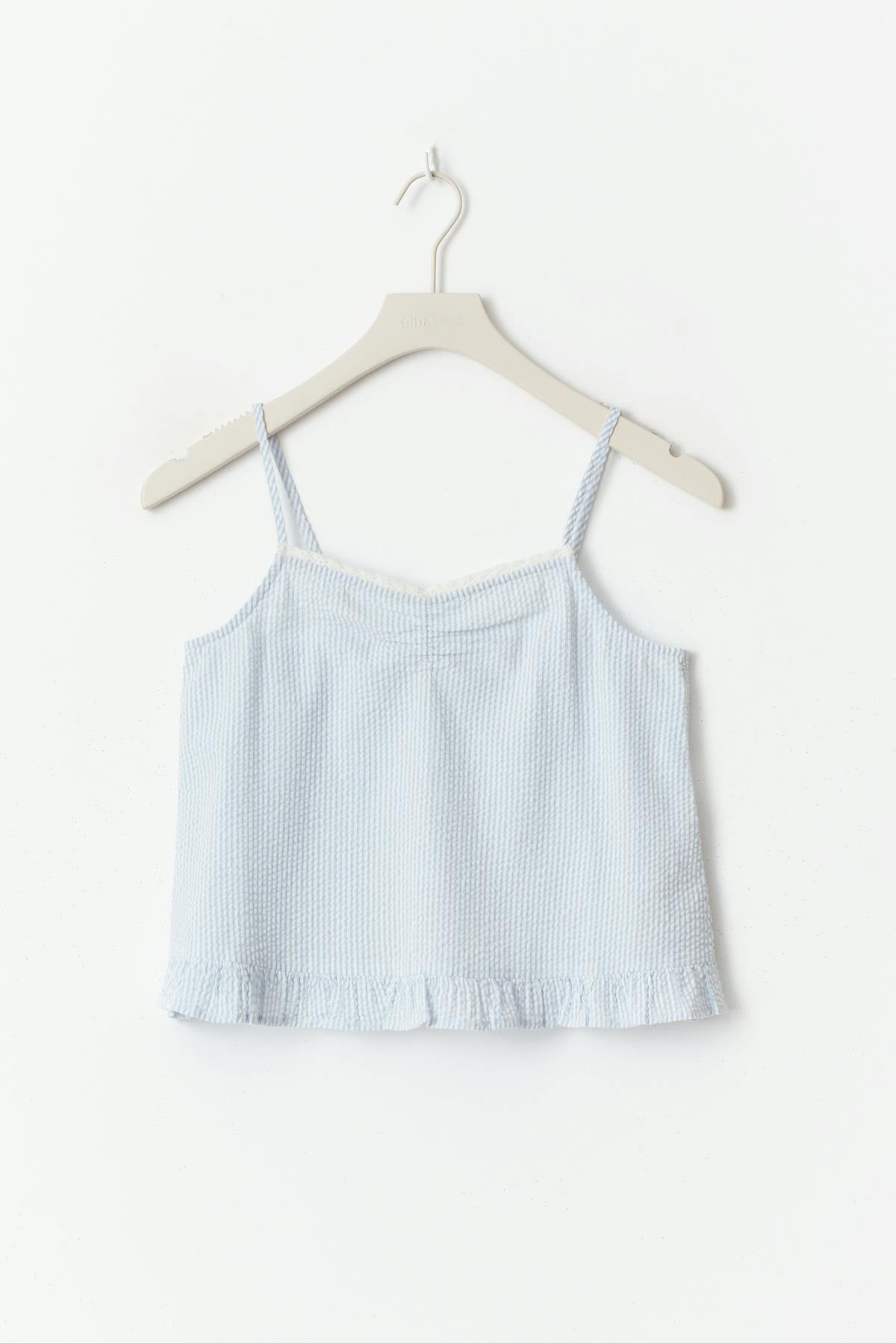 Y cotton singlet - Blue/white str