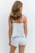Y cotton shorts - Blue/white str