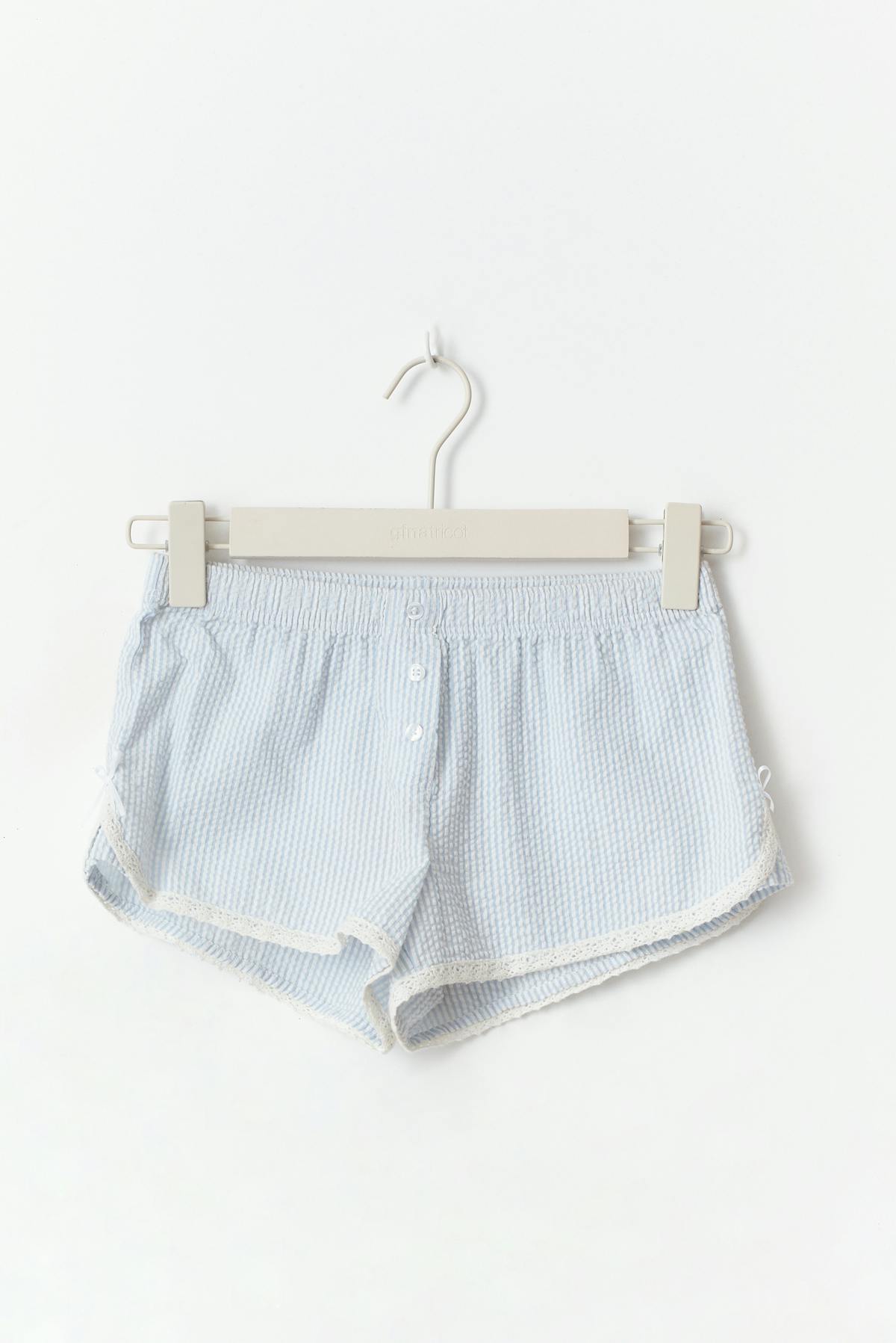 Y cotton shorts - Blue/white str