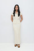 Short sleeve buttoned top - Egret