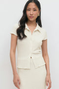 Short sleeve buttoned top - Noir