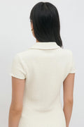Short sleeve buttoned top - Egret