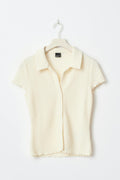 Short sleeve buttoned top - Egret