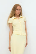 Short sleeve buttoned top - Egret