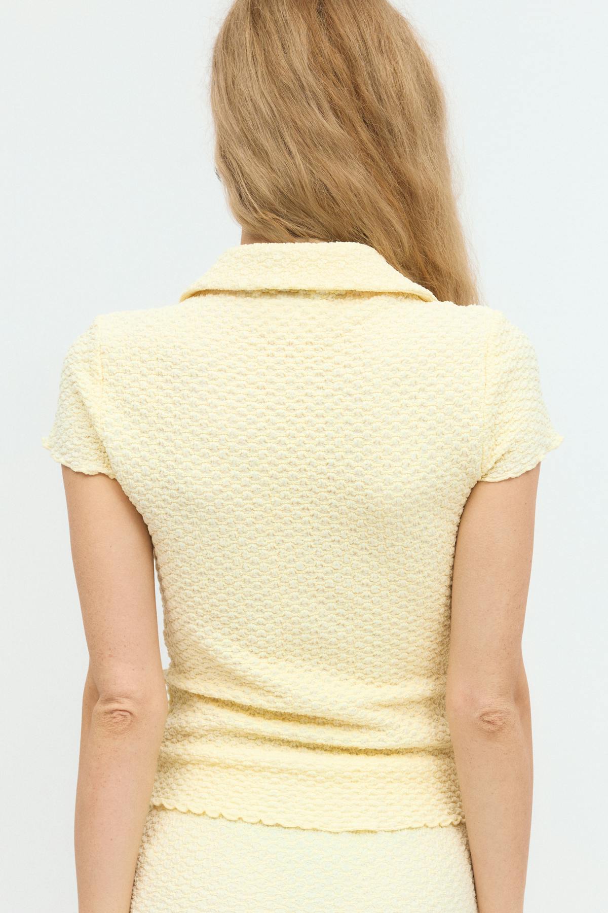 Short sleeve buttoned top - Lemon icing