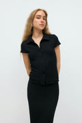 Short sleeve buttoned top - Noir
