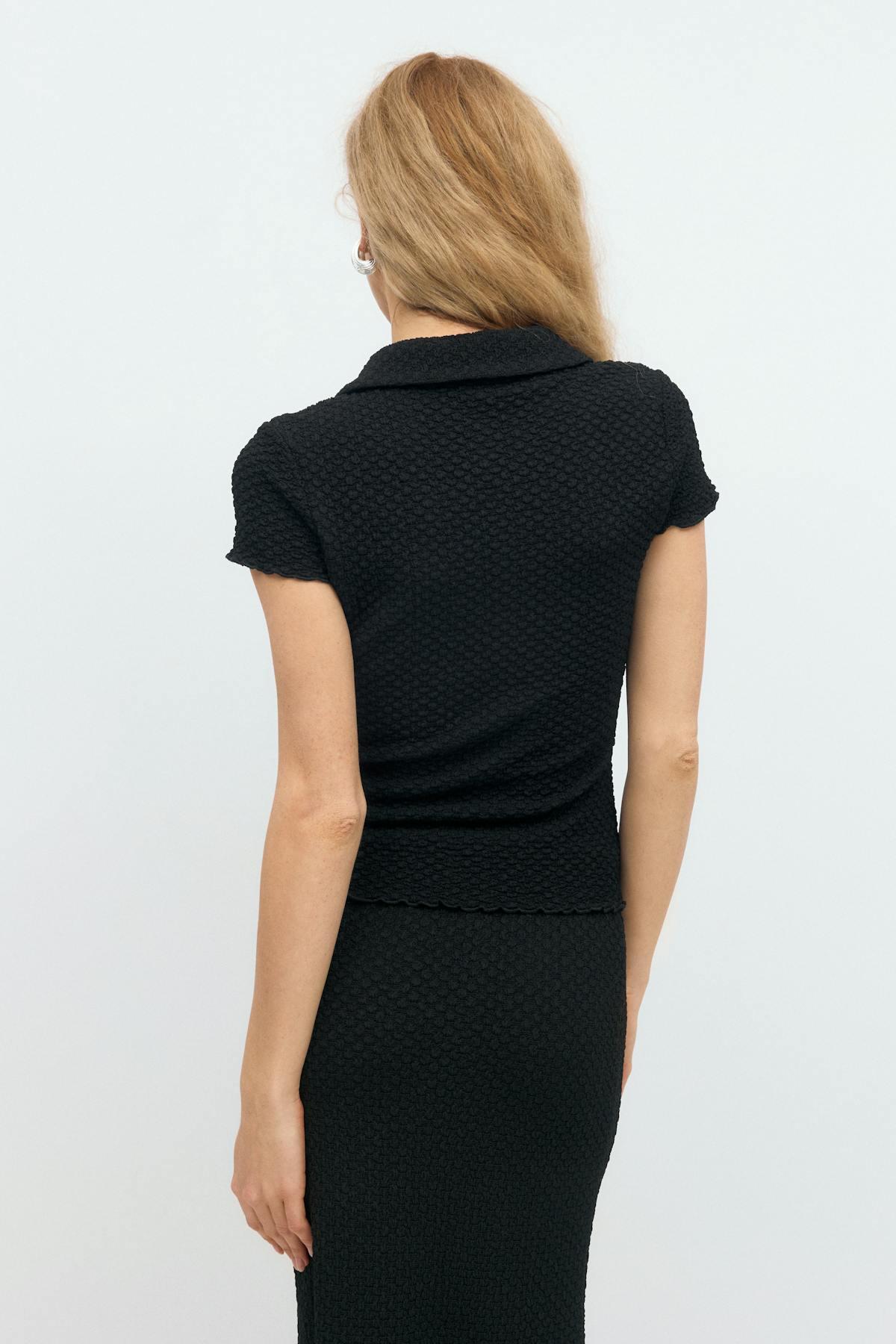 Short sleeve buttoned top - Noir