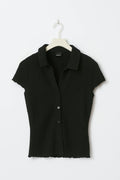 Short sleeve buttoned top - Noir