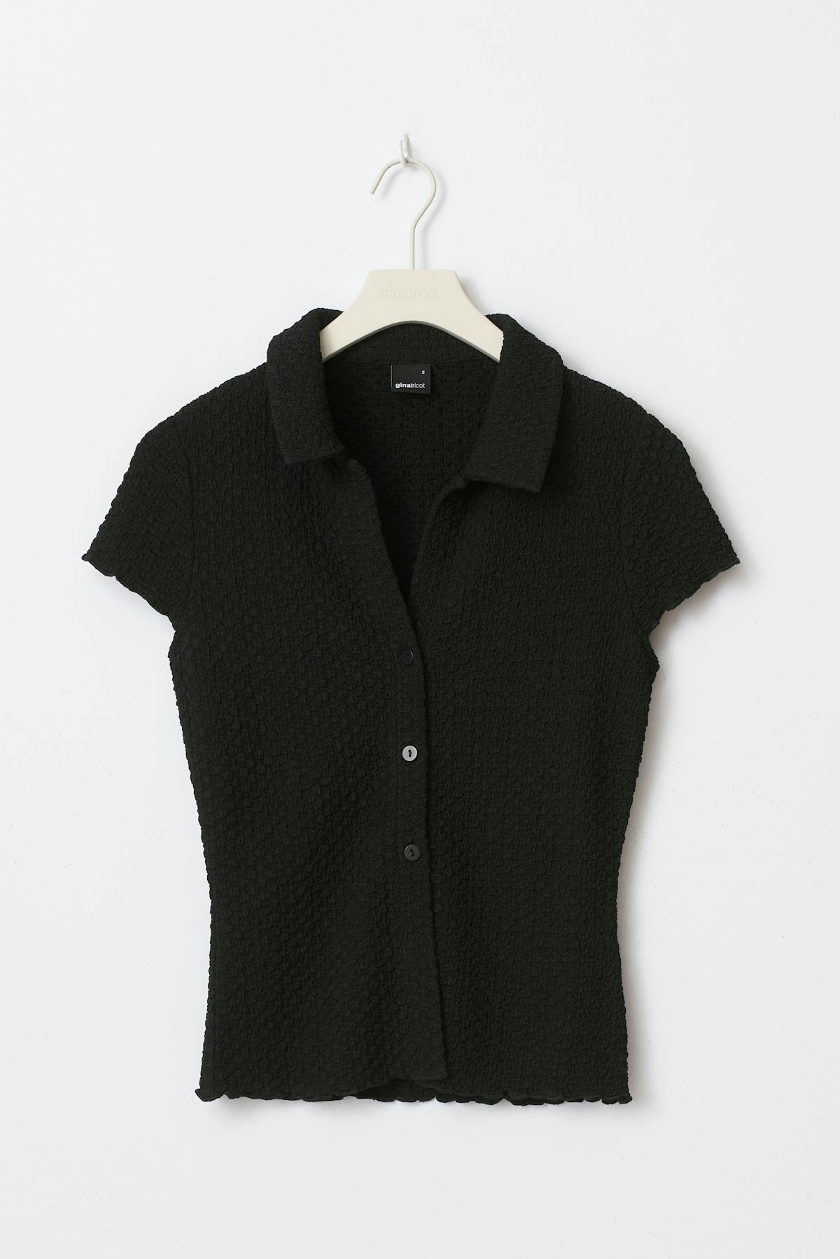 Short sleeve buttoned top - Noir