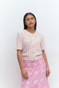Y cable knitted top - Rose clair