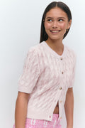 Y cable knitted top - Rose clair