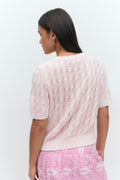 Y cable knitted top - Rose clair