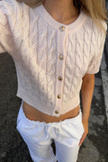 Y cable knitted top - Rose clair