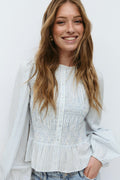 Poplin smock blouse - Blue stripe