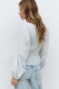 Poplin smock blouse - Blue stripe
