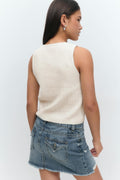 Y knitted vest - Creme