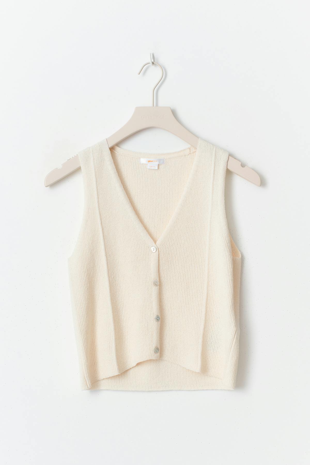 Y knitted vest - Creme