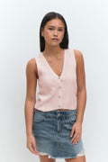 Y knitted vest - Rose clair