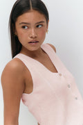 Y knitted vest - Rose clair